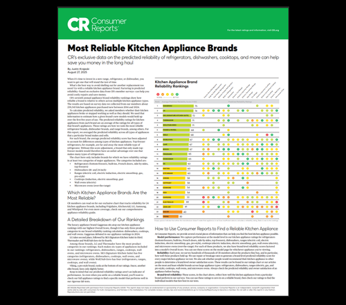 Consumer Reports Reliable Brands