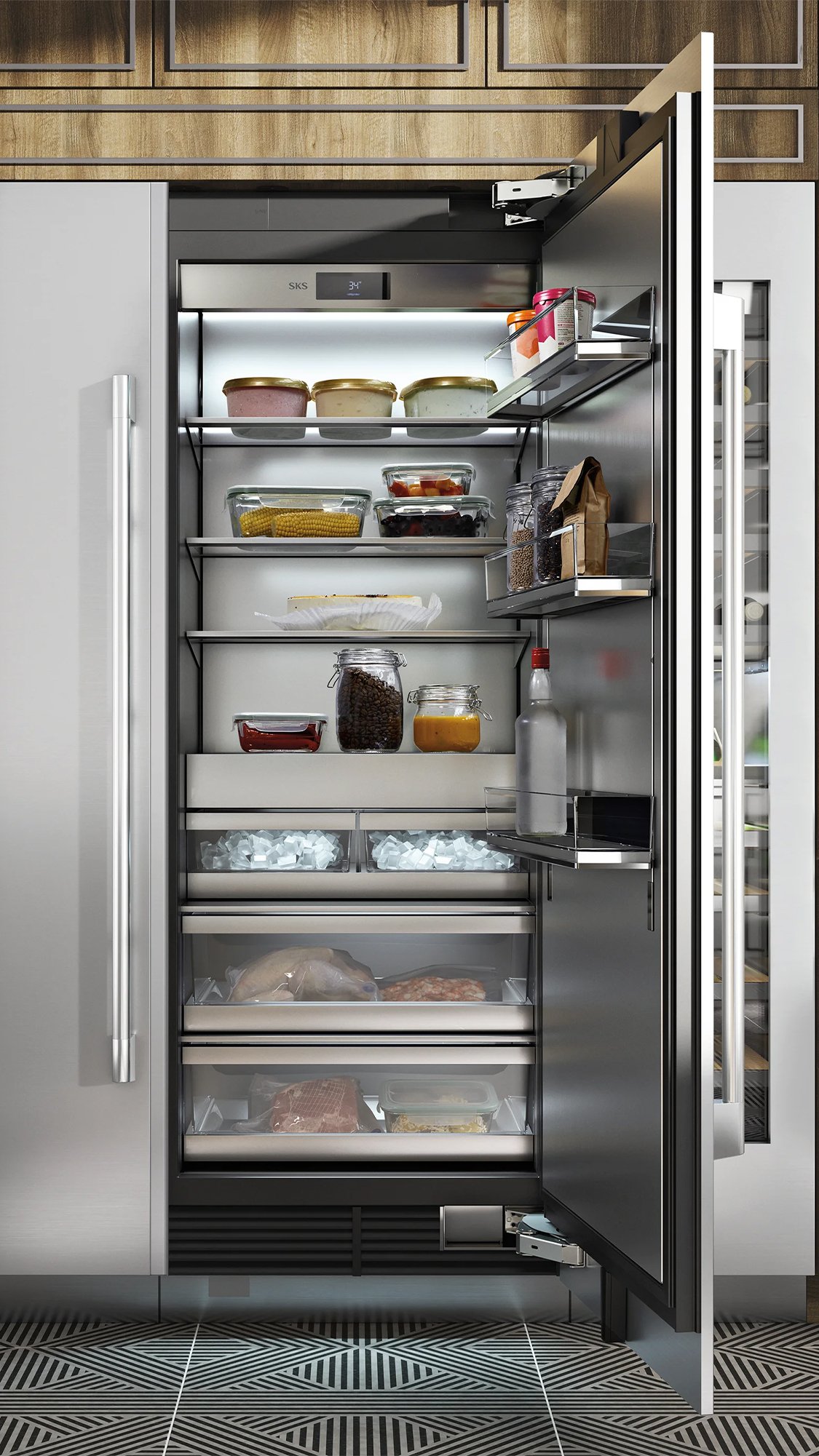 30-inch Integrated Column Freezer, Frustum-Shaped Ice | SKS