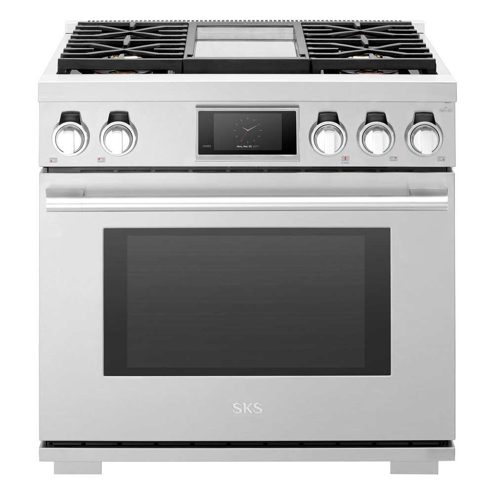 36-inch Dual-Fuel Professional Range, Steam-Combi, Griddle | SKS