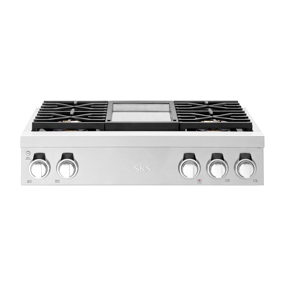 36-inch Gas Professional Rangetop, Chromium Griddle | SKS